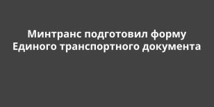 Минтранс подготовил форму Единого транспортного документа (ЕТД)